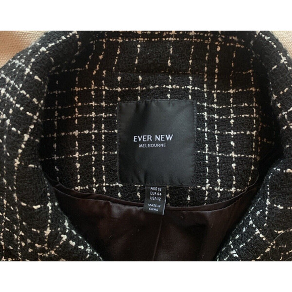 Ever New Melbourne Jacket Womens 12 Cottage Core Dark Plaid Double Breasted Coat - Picture 7 of 15